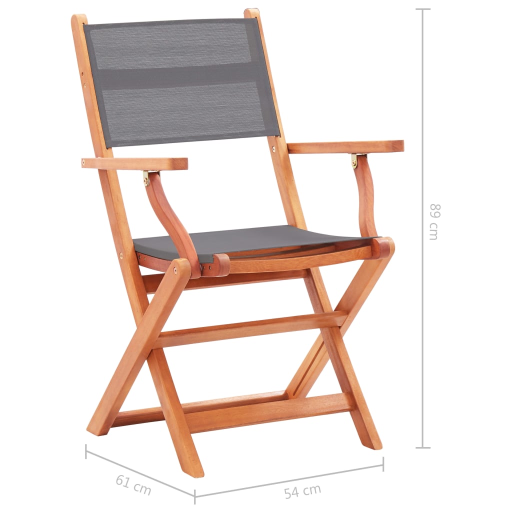 Chaises de jardin pliantes 2 pcs bois d'eucalyptus et textilène