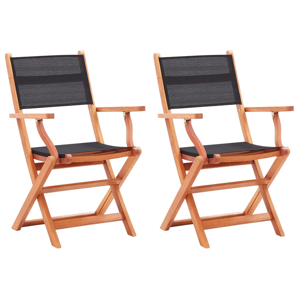 Chaises de jardin pliantes 2 pcs bois d'eucalyptus et textilène