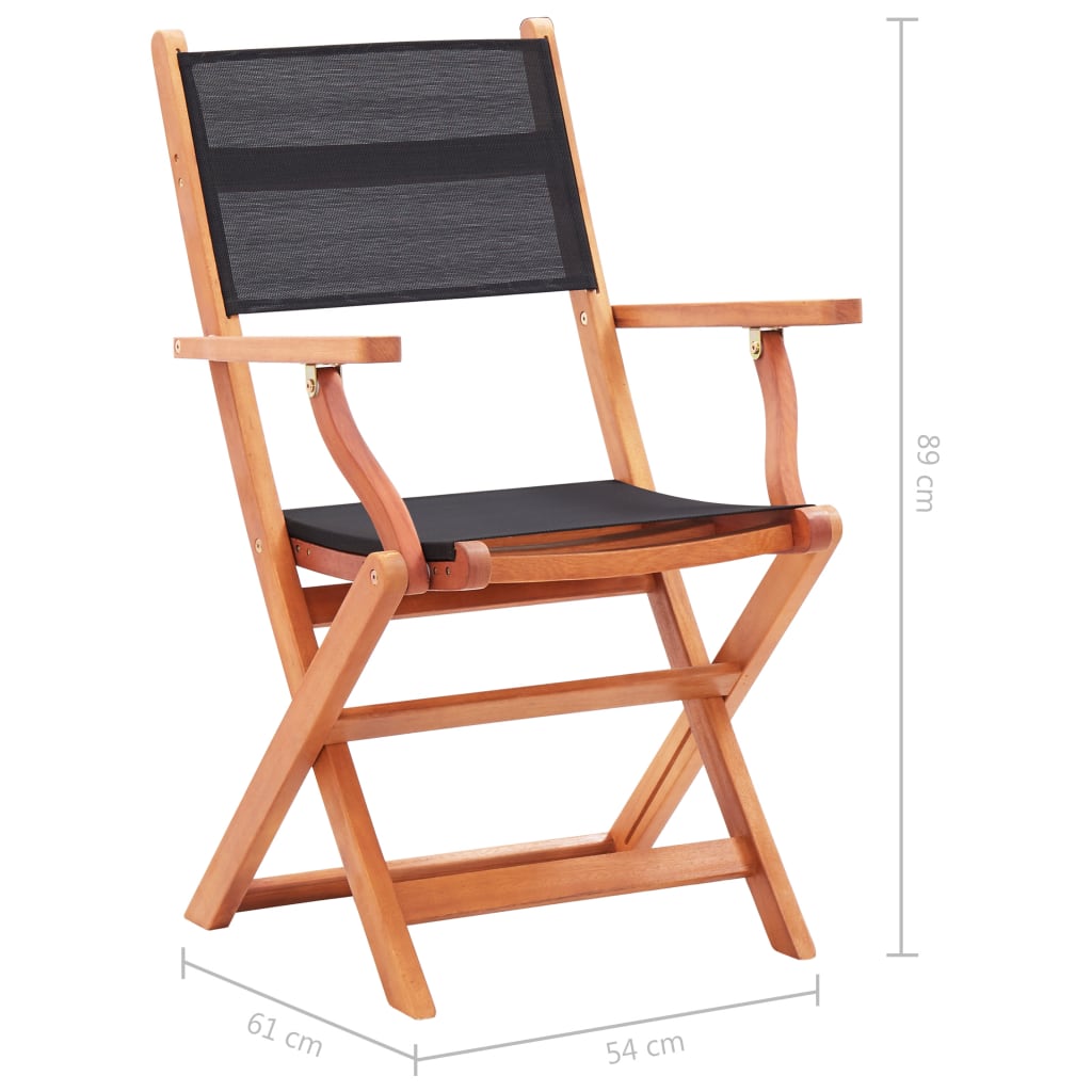 Chaises de jardin pliantes 2 pcs bois d'eucalyptus et textilène