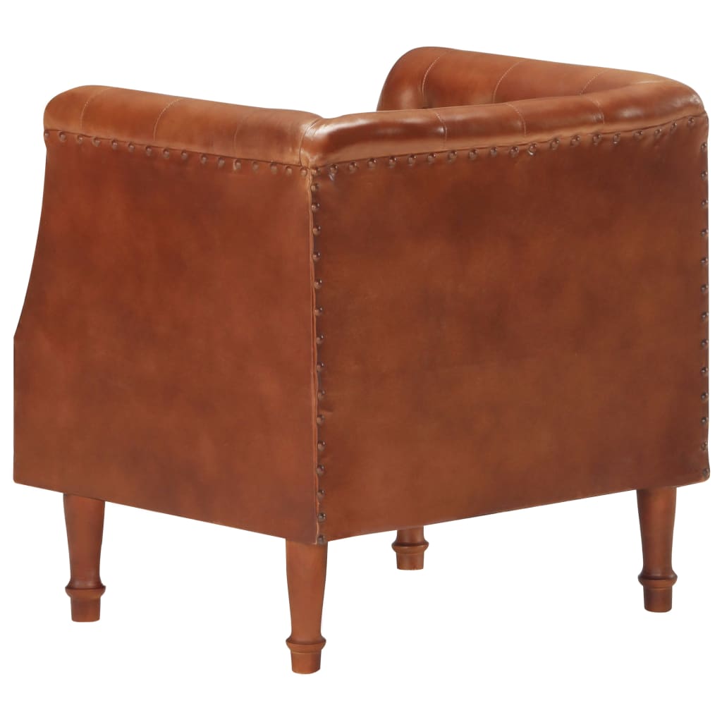 Fauteuil echt leer bruin