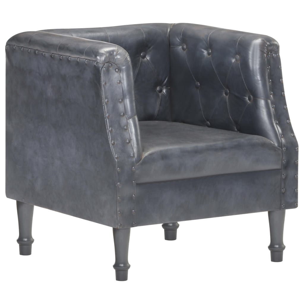 Fauteuil cuir véritable gris