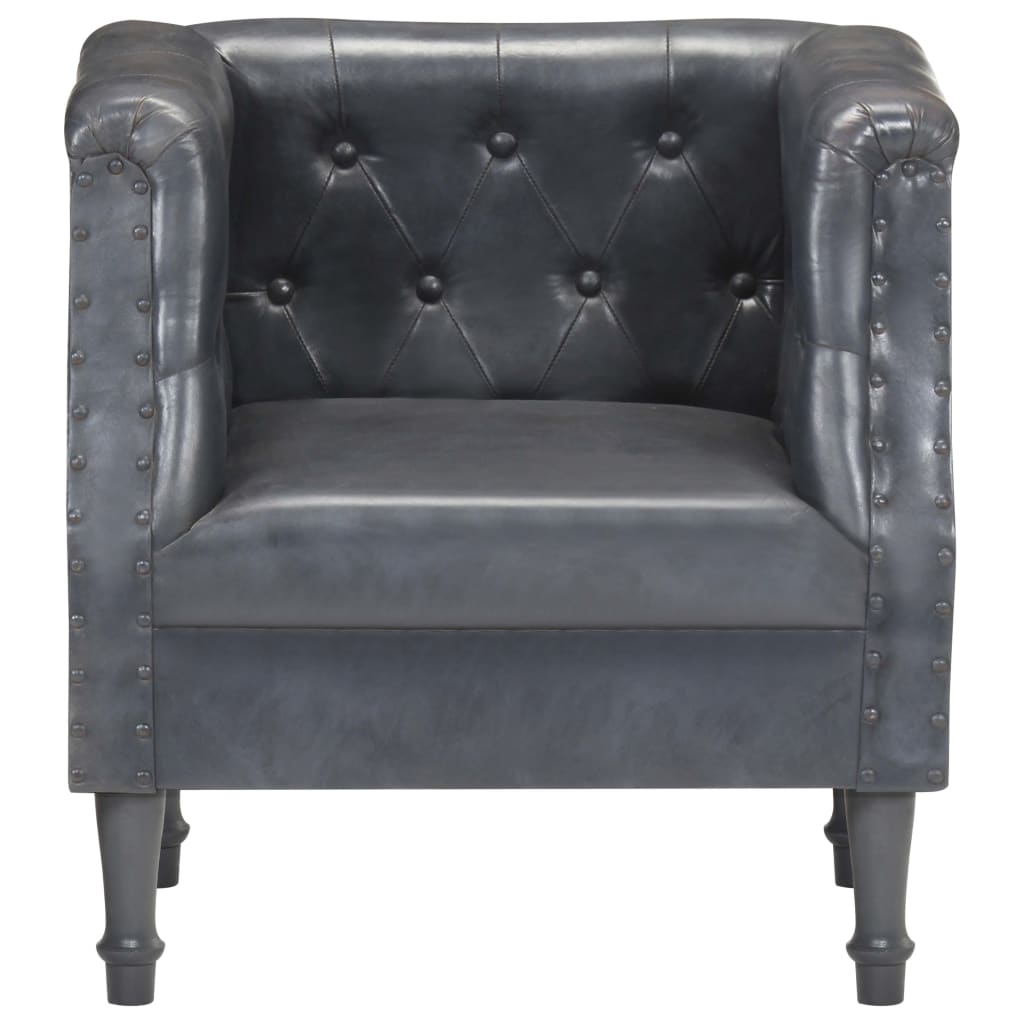 Fauteuil cuir véritable gris