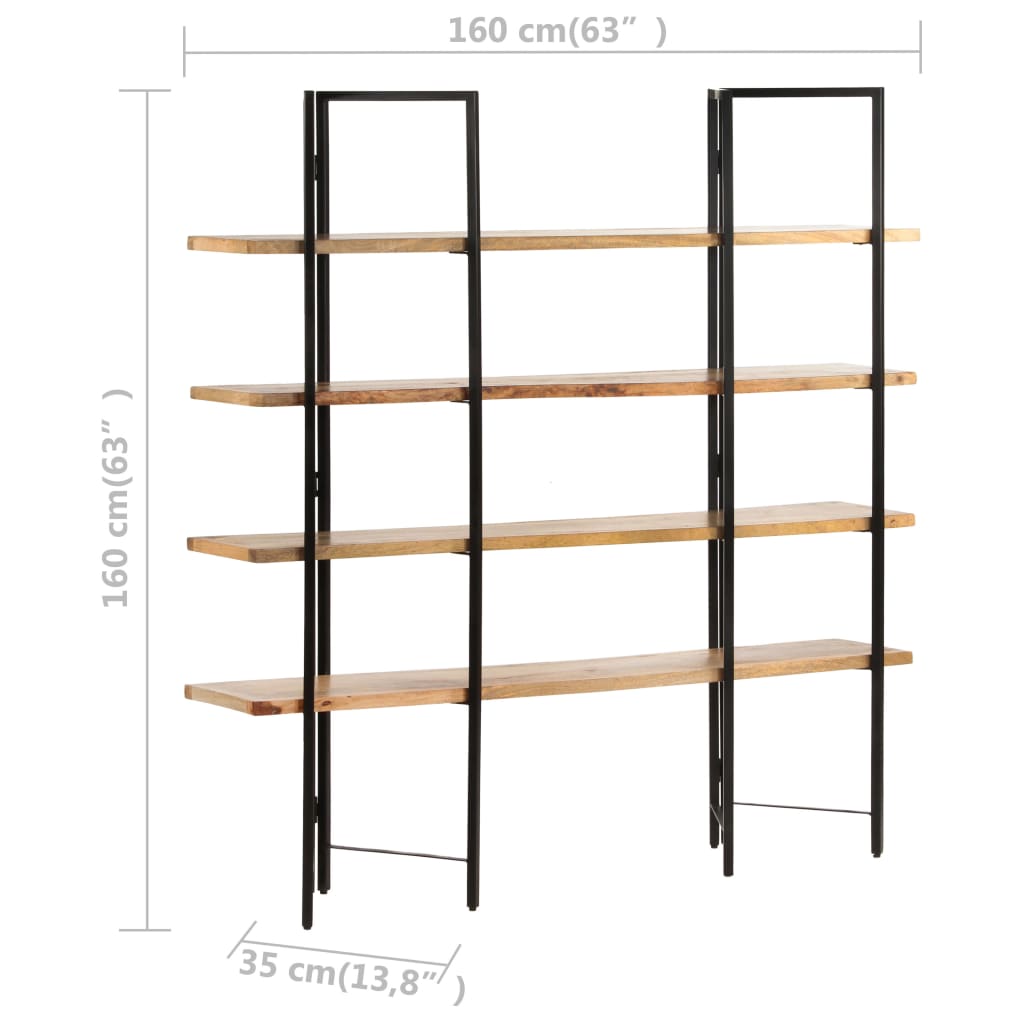 Boekenkast met 4 schappen 160x35x160 cm massief mangohout