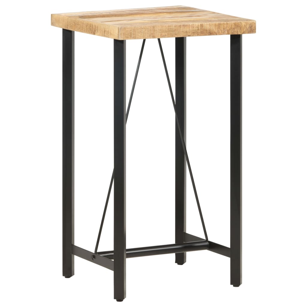 Table de bar 60x60x107 cm bois de manguier brut