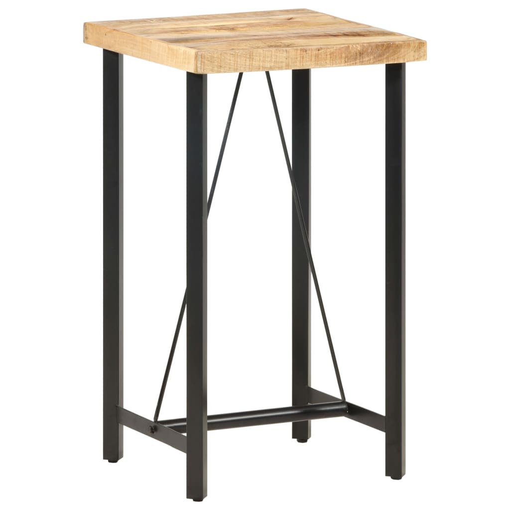 Table de bar 60x60x107 cm bois de manguier brut