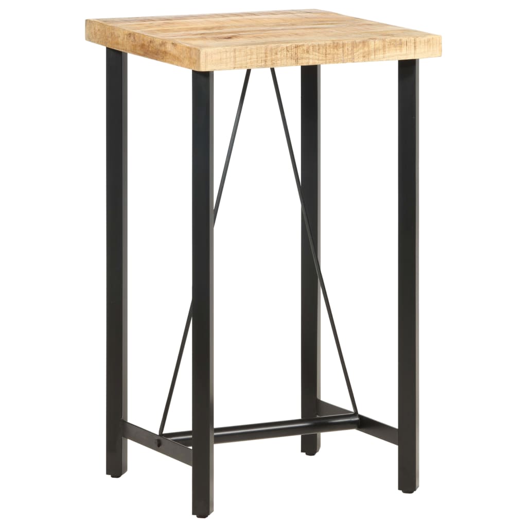 Table de bar 60x60x107 cm bois de manguier brut