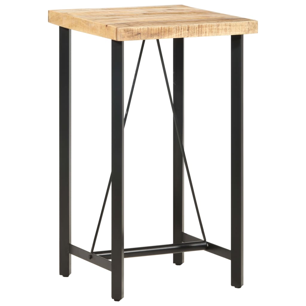 Table de bar 60x60x107 cm bois de manguier brut