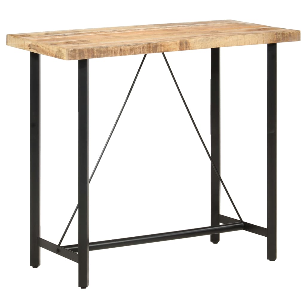 Table de bar 60x60x107 cm bois de manguier brut