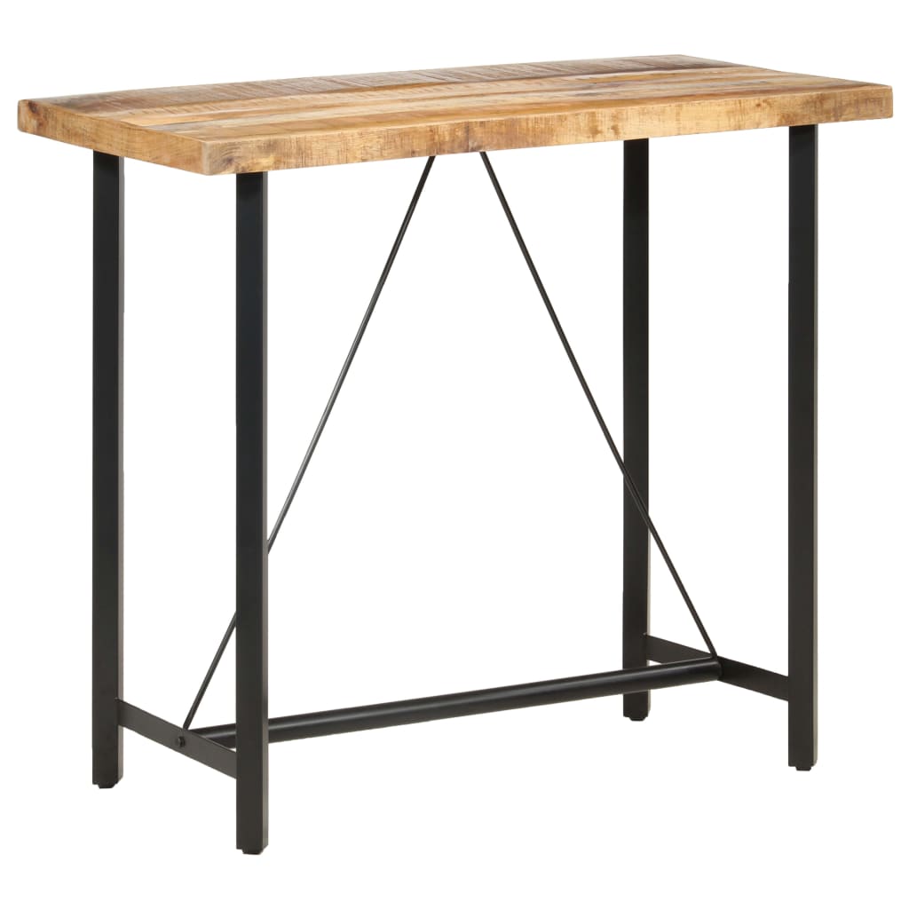 Table de bar 60x60x107 cm bois de manguier brut