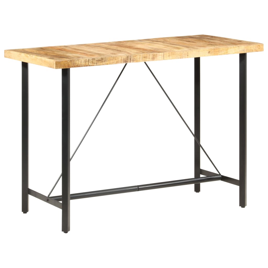 Table de bar 60x60x107 cm bois de manguier brut