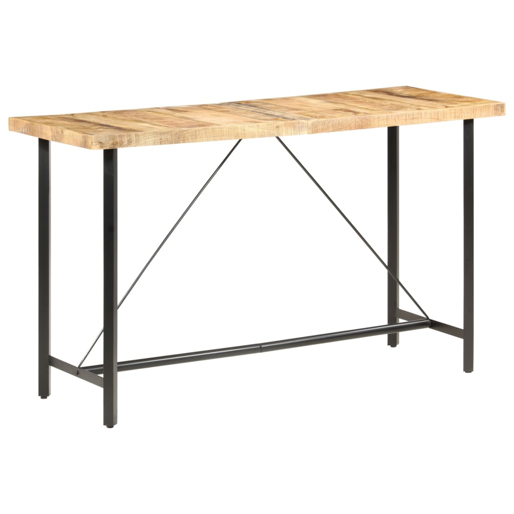 Table de bar 60x60x107 cm bois de manguier brut