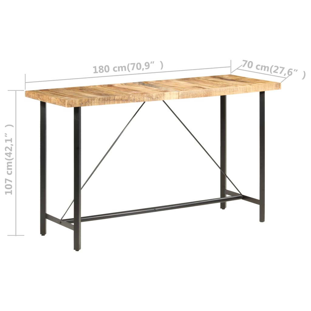 Table de bar 60x60x107 cm bois de manguier brut