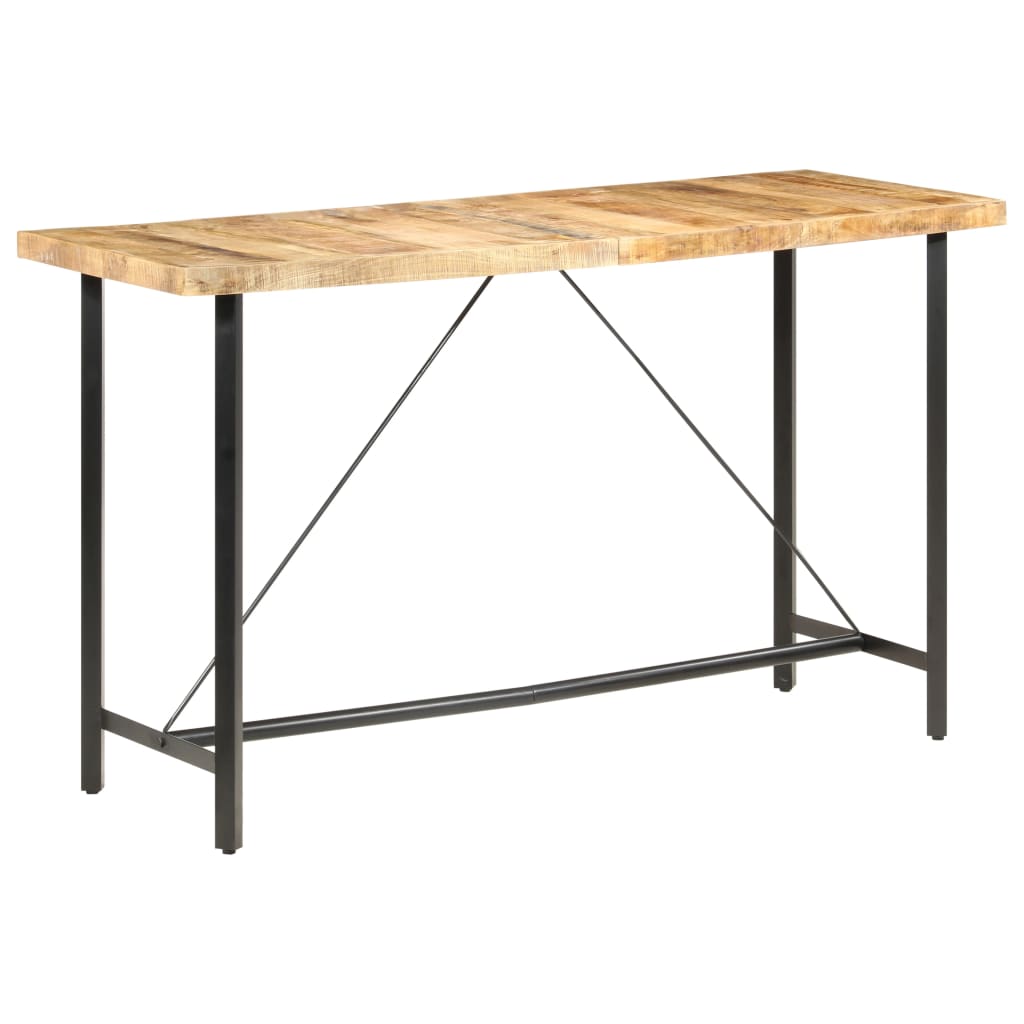 Table de bar 60x60x107 cm bois de manguier brut