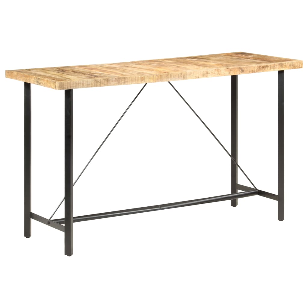 Table de bar 60x60x107 cm bois de manguier brut