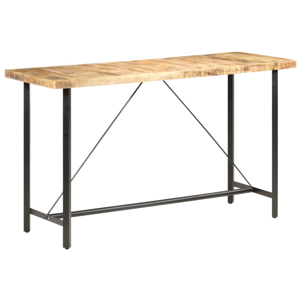 Table de bar 60x60x107 cm bois de manguier brut