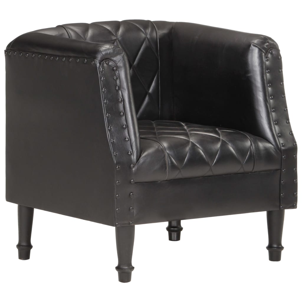 Fauteuil baquet véritable peau de chèvre noir