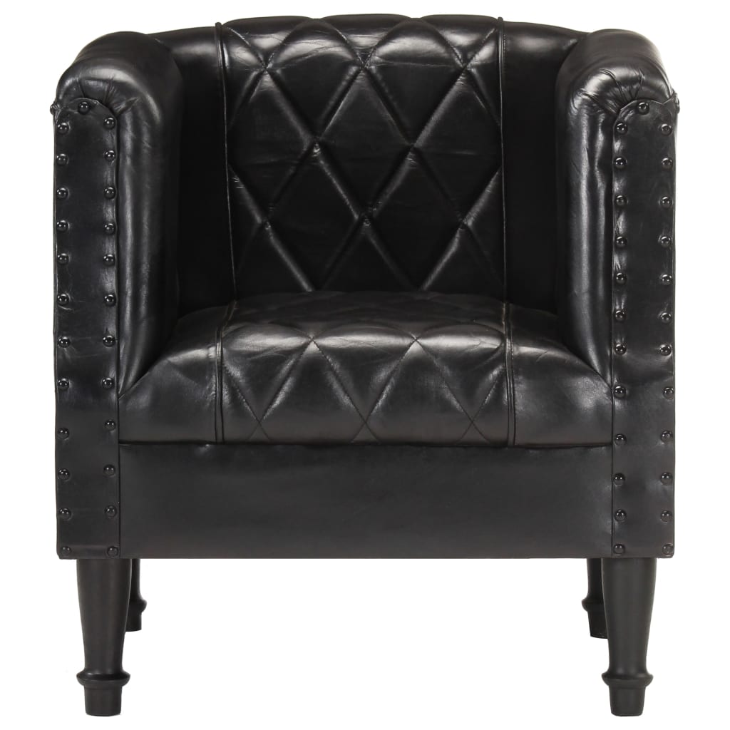 Fauteuil baquet véritable peau de chèvre noir