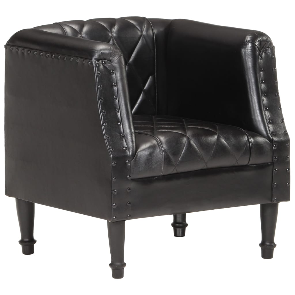 Fauteuil baquet véritable peau de chèvre noir