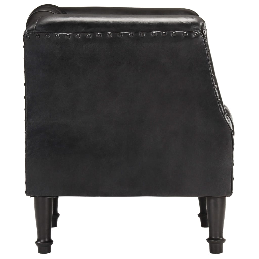 Fauteuil baquet véritable peau de chèvre noir