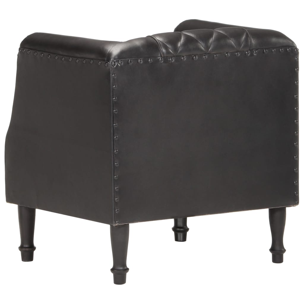 Fauteuil baquet véritable peau de chèvre noir