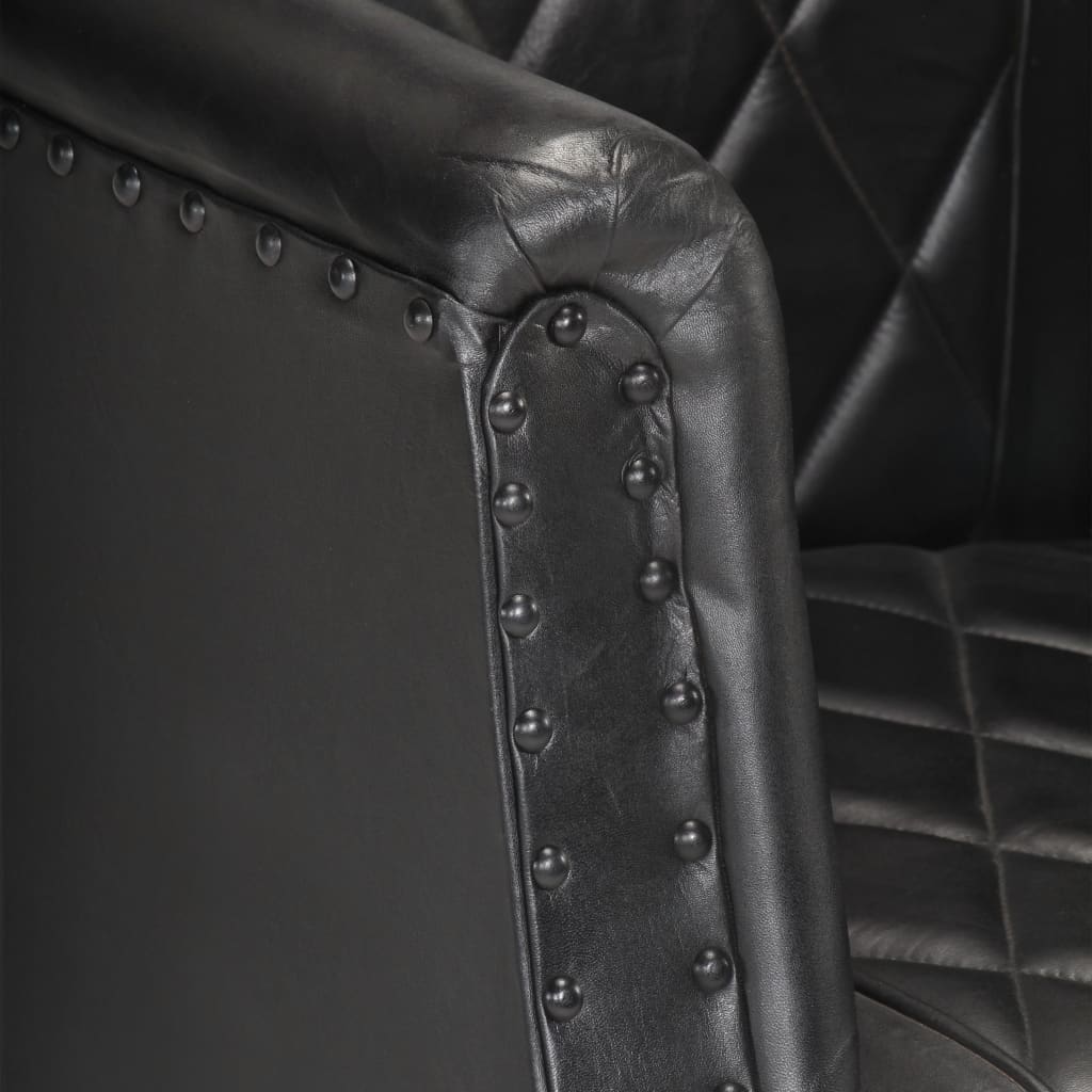 Fauteuil baquet véritable peau de chèvre noir