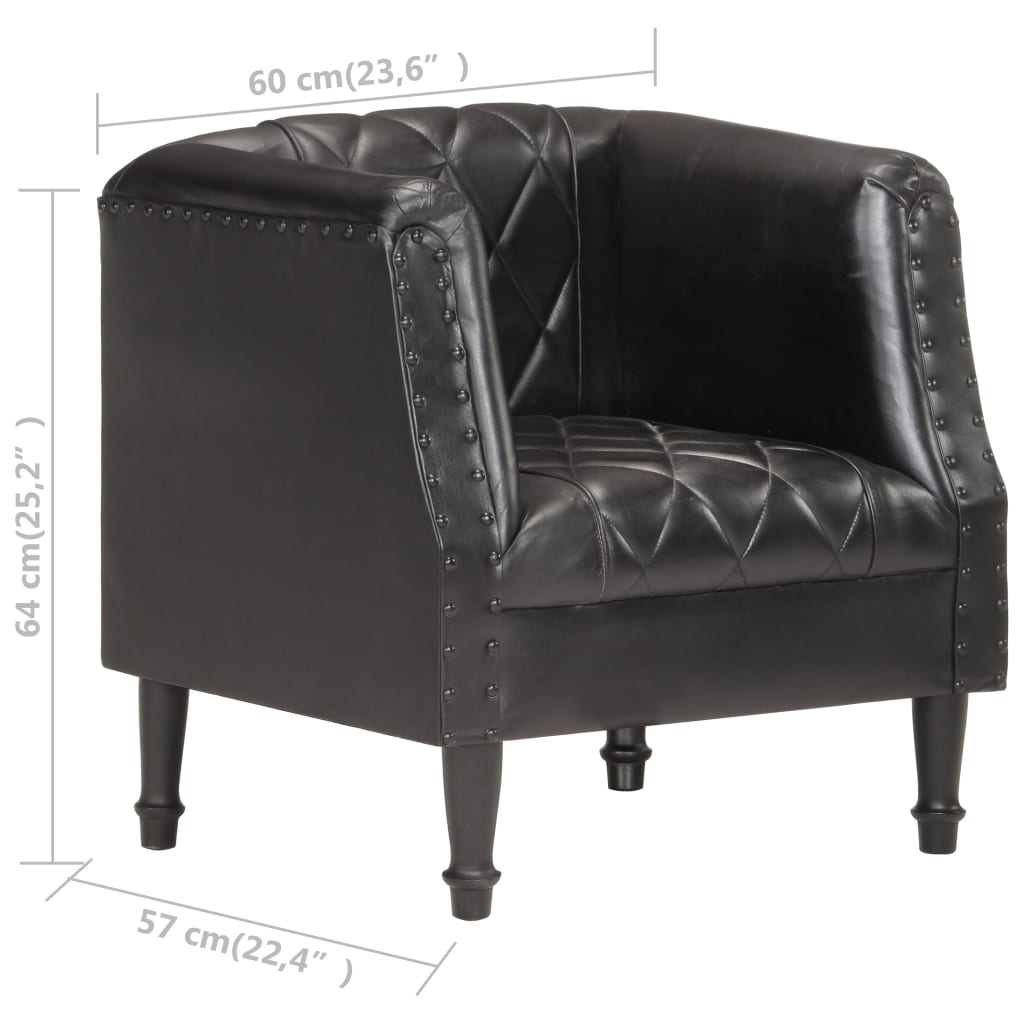 Fauteuil baquet véritable peau de chèvre noir