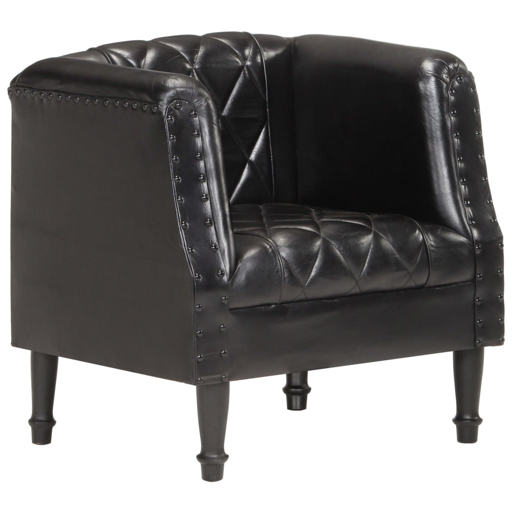 Fauteuil baquet véritable peau de chèvre noir