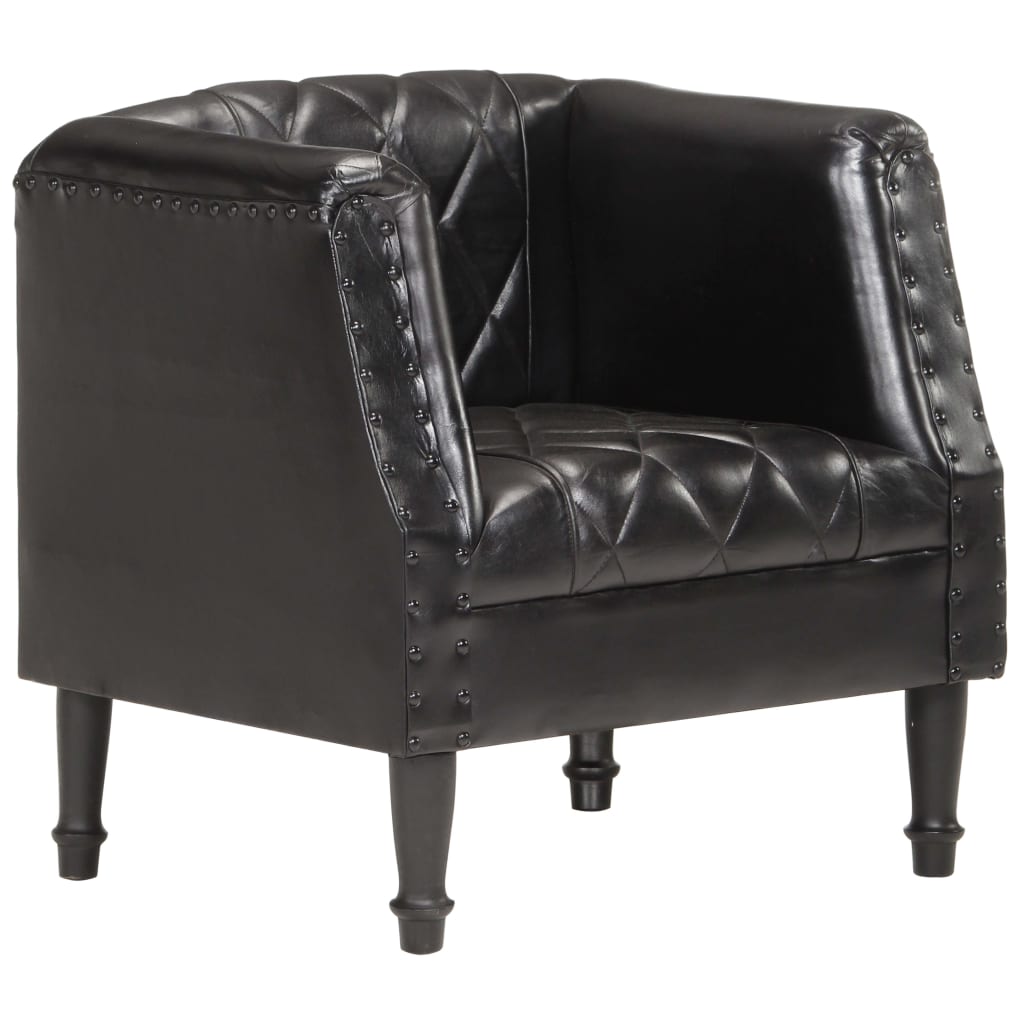 Fauteuil baquet véritable peau de chèvre noir