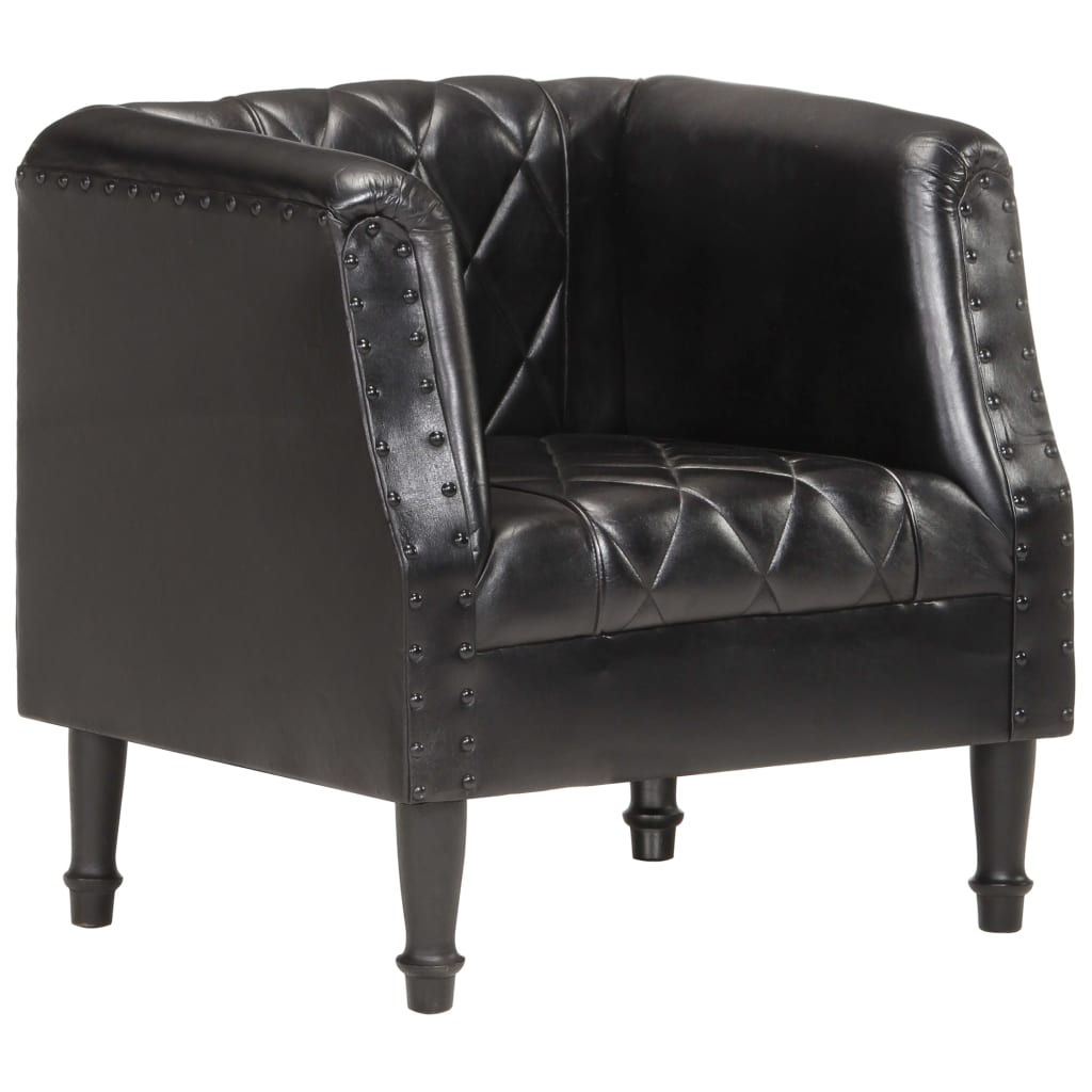 Fauteuil baquet véritable peau de chèvre noir