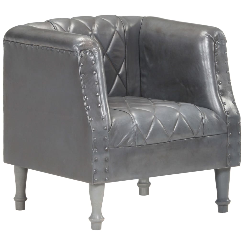 Fauteuil baquet véritable peau de chèvre noir