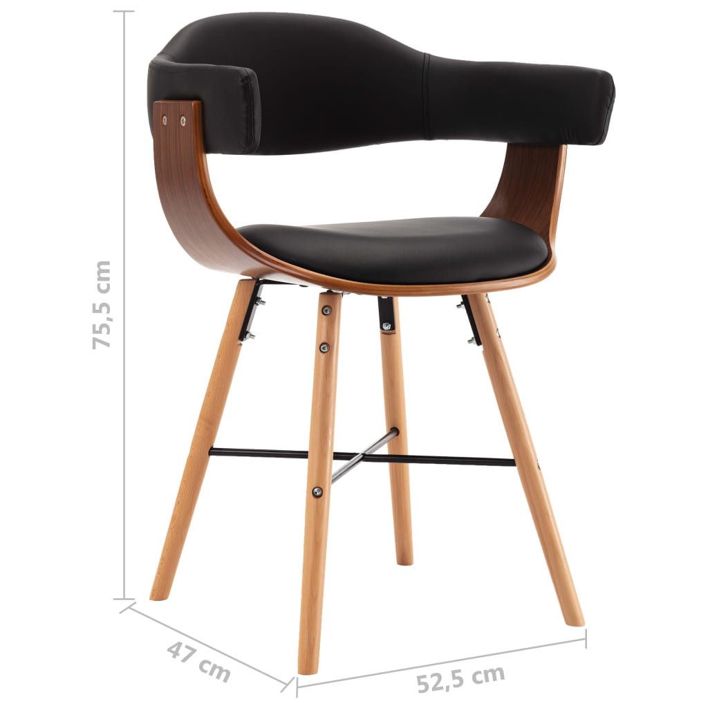 Eetkamerstoelen 2 st gebogen hout stof