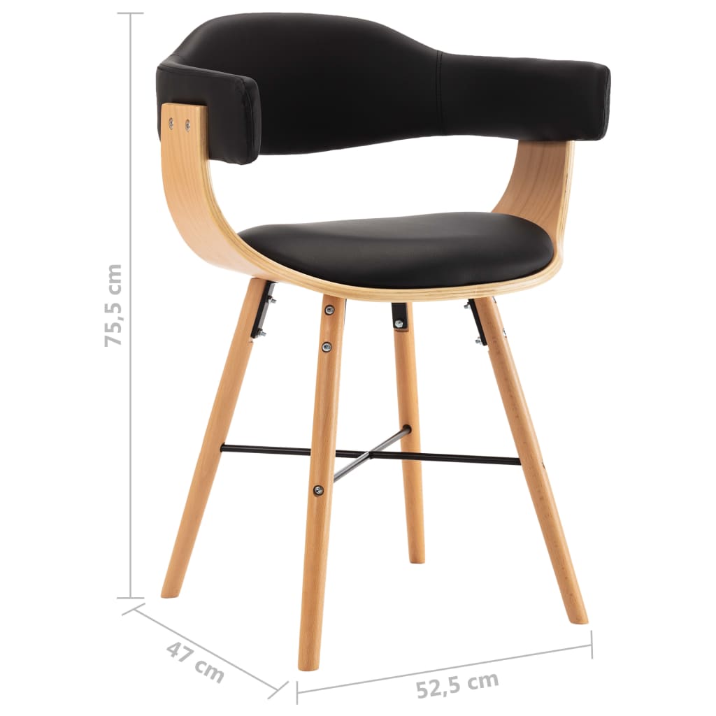 Eetkamerstoelen 2 st kunstleer gebogen hout