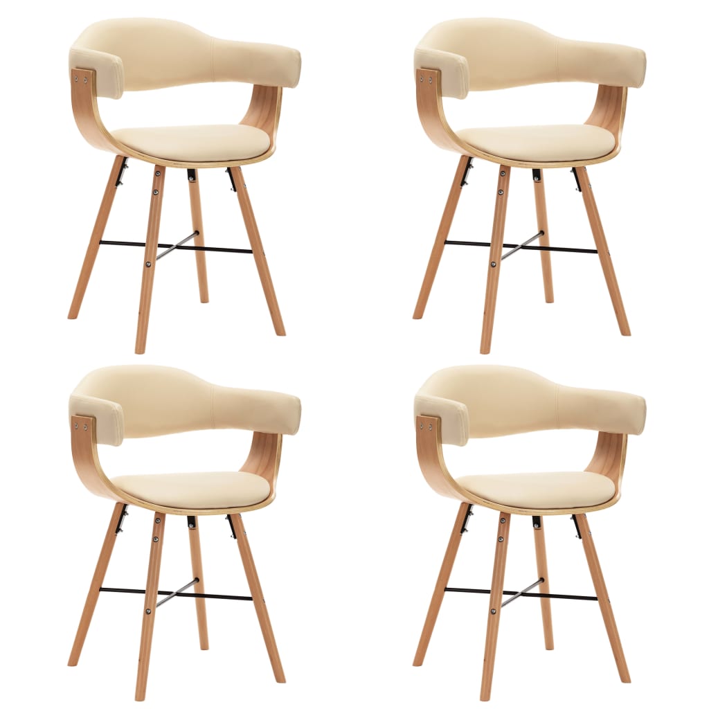 Chaises de salle à manger 6 pcs tissu bois courbé