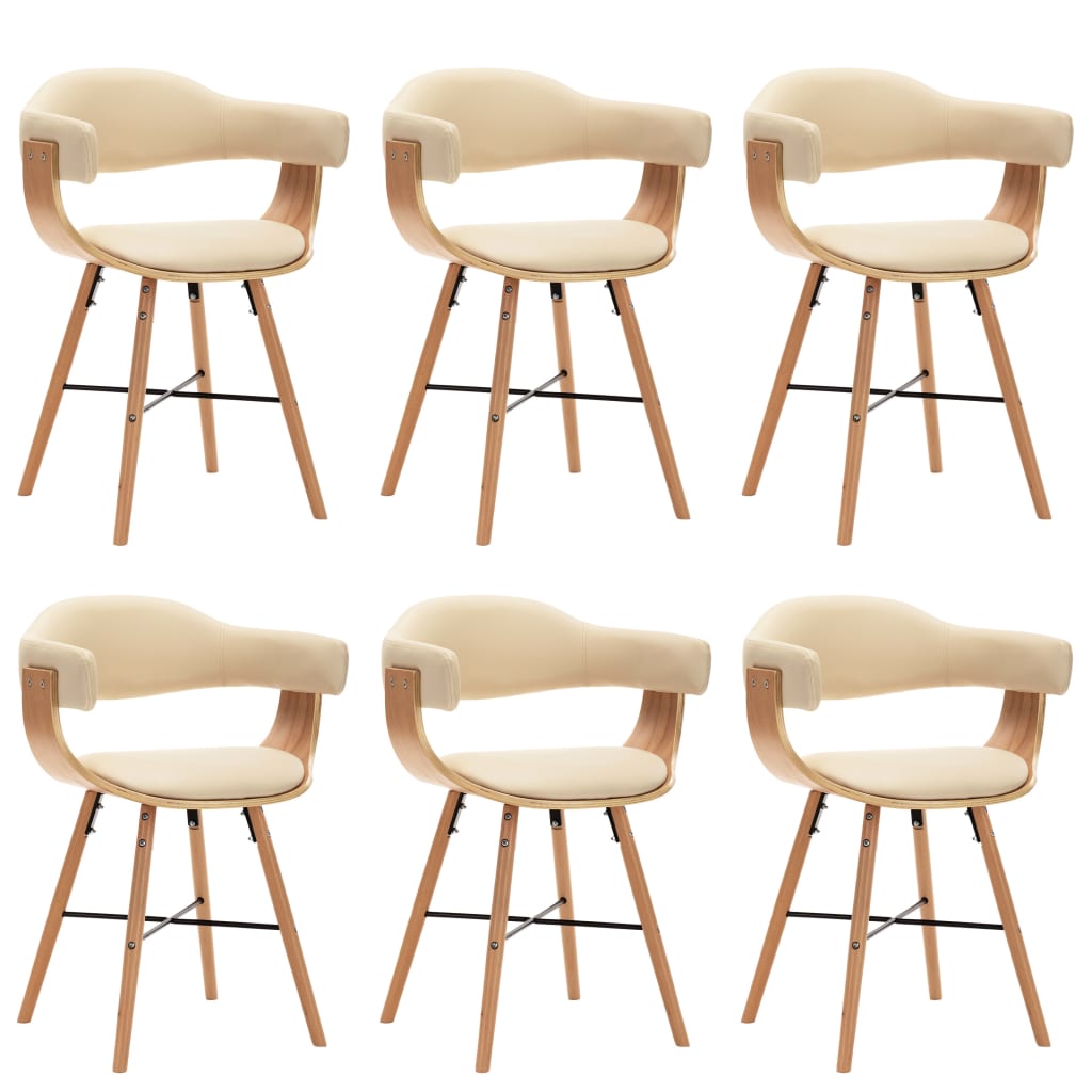 Chaises de salle à manger 6 pcs tissu bois courbé