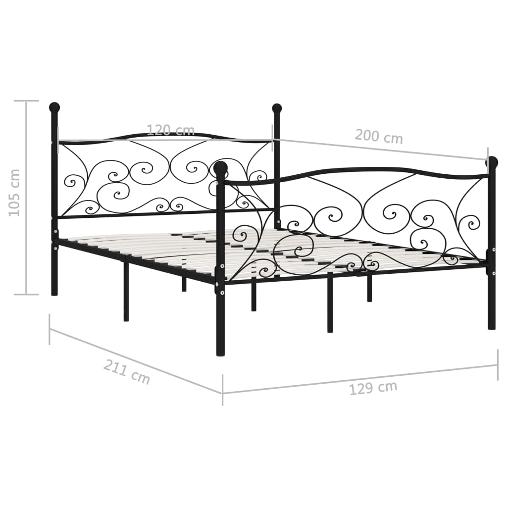 Bedframe met lattenbodem metaal 200x200 cm