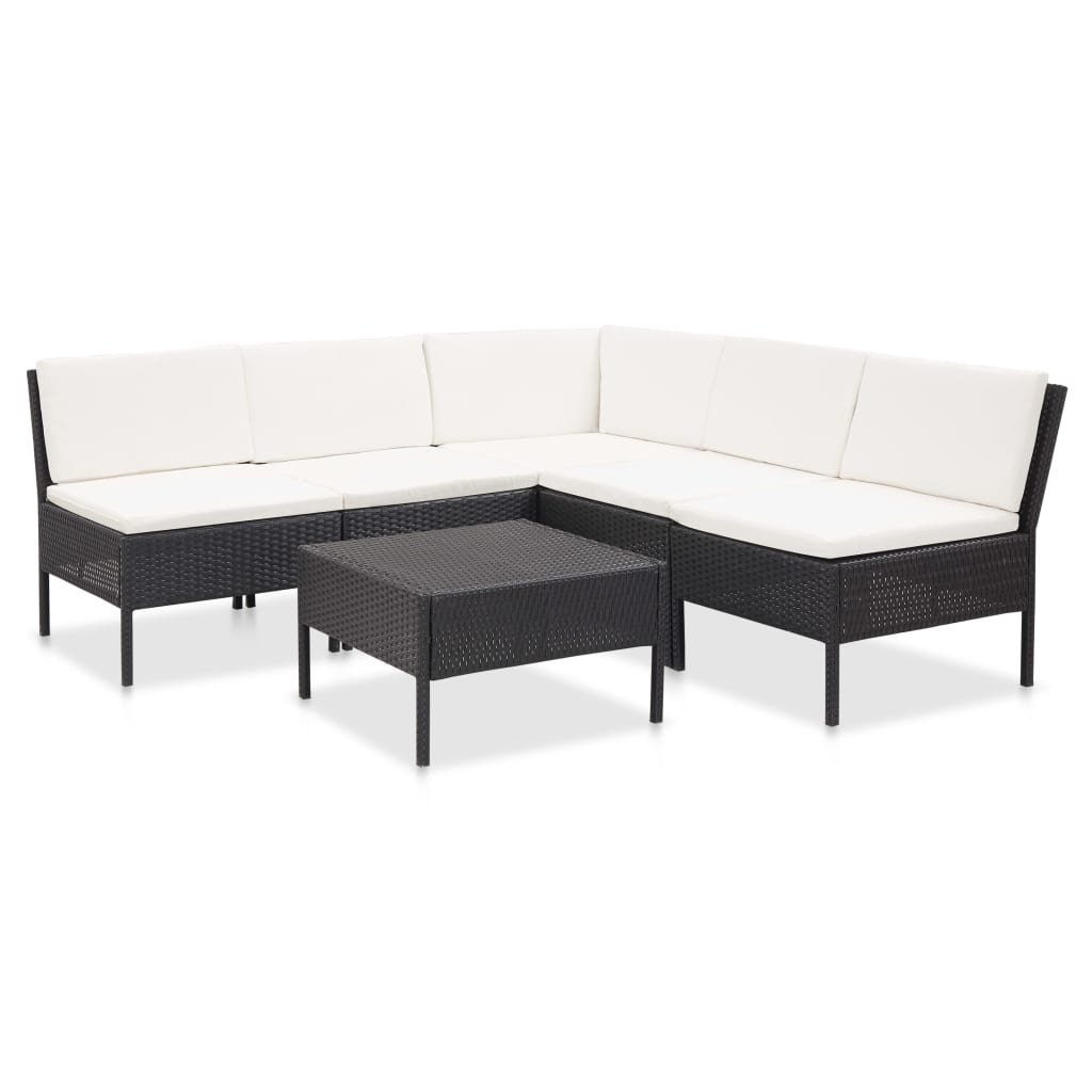 6-delige Loungeset met kussens poly rattan