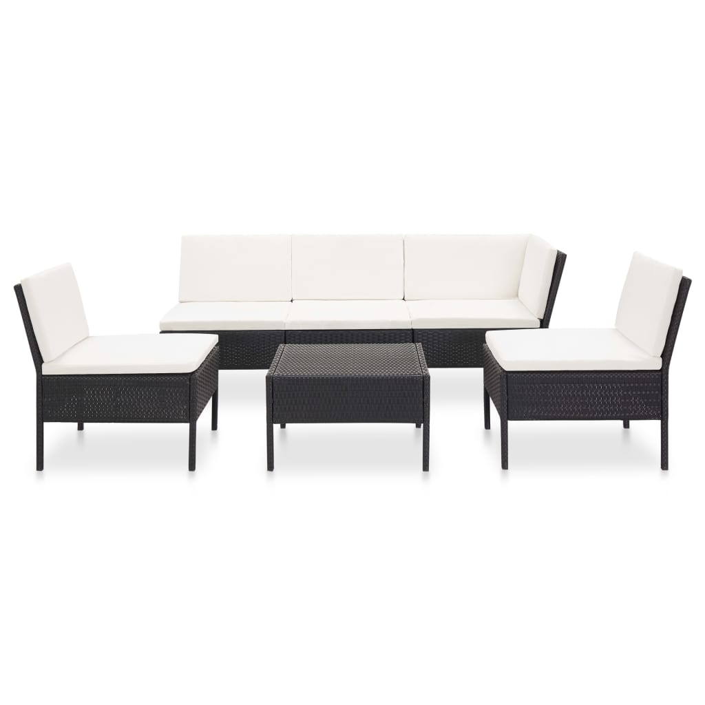 6-delige Loungeset met kussens poly rattan