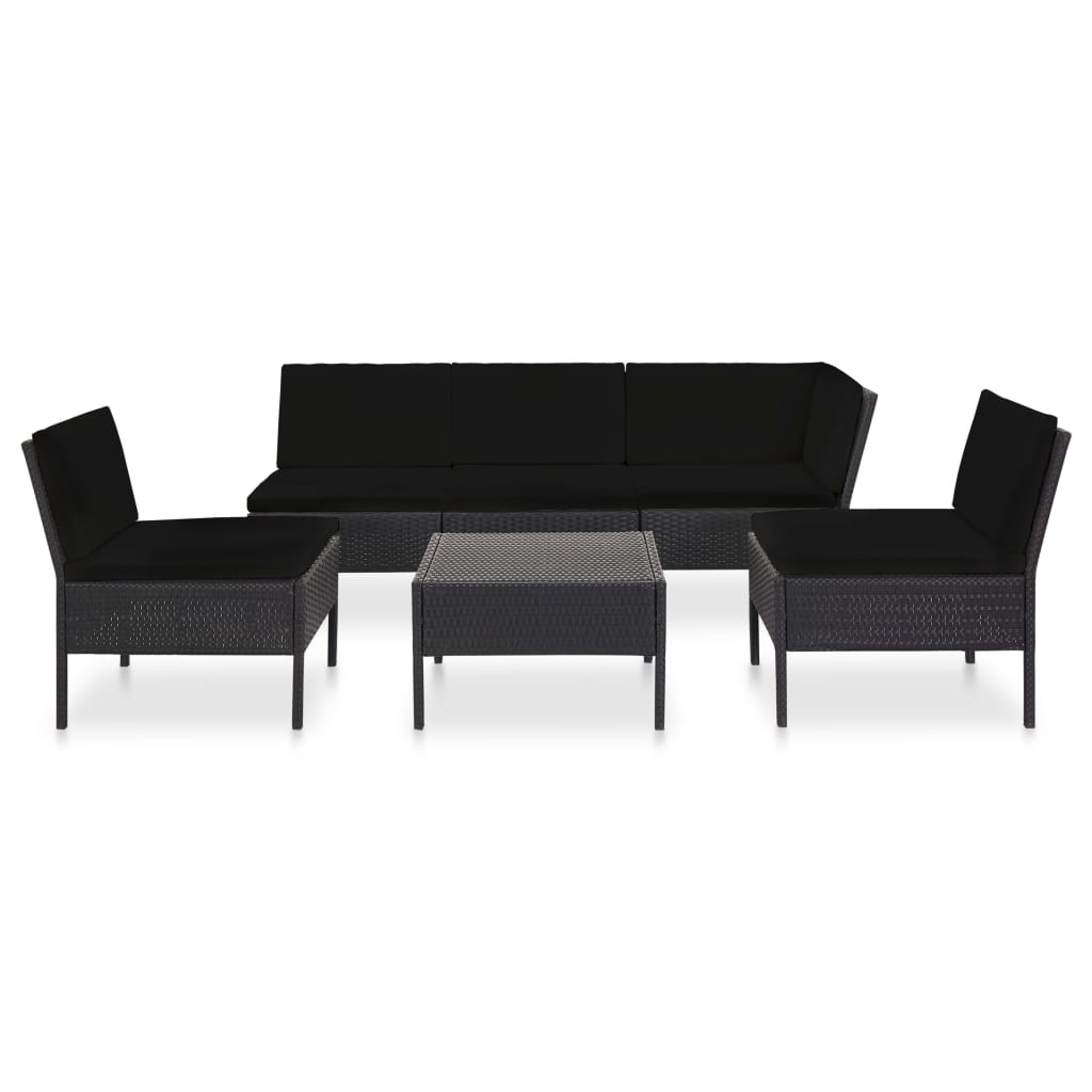 6-delige Loungeset met kussens poly rattan