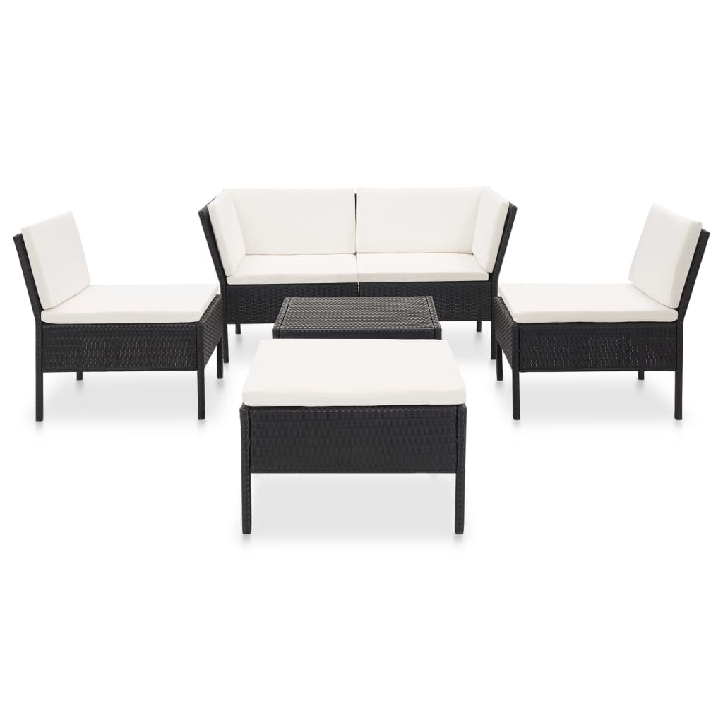 6-delige Loungeset met kussens poly rattan