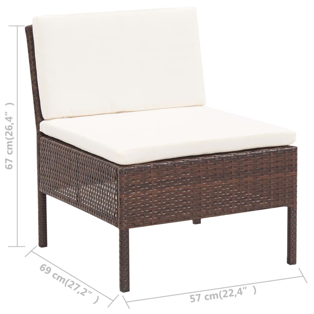 5-delige Loungeset met kussens poly rattan