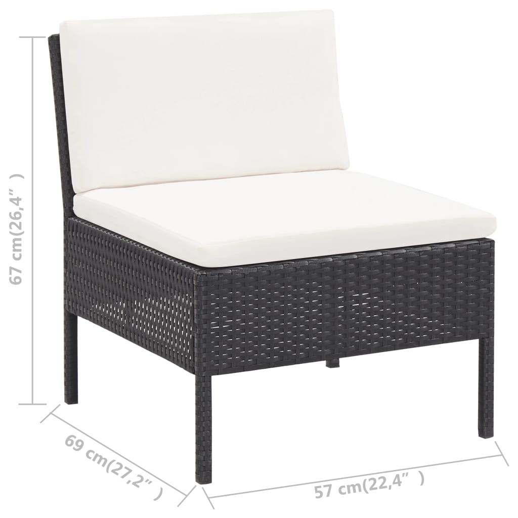 5-delige Loungeset met kussens poly rattan