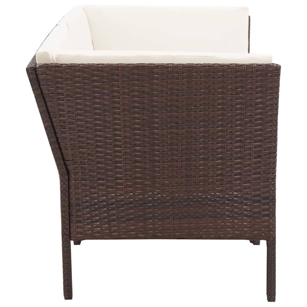 6-delige Loungeset met kussens poly rattan