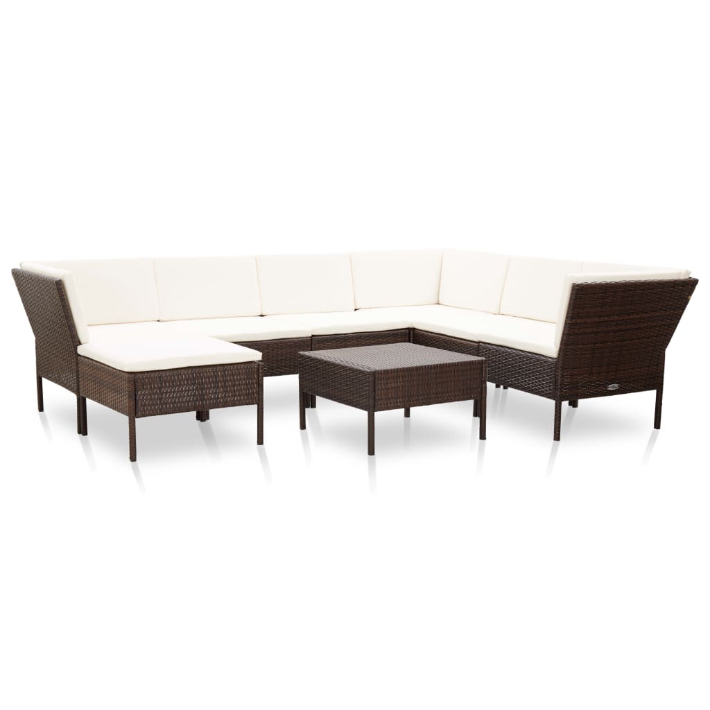 8-delige Loungeset met kussens poly rattan