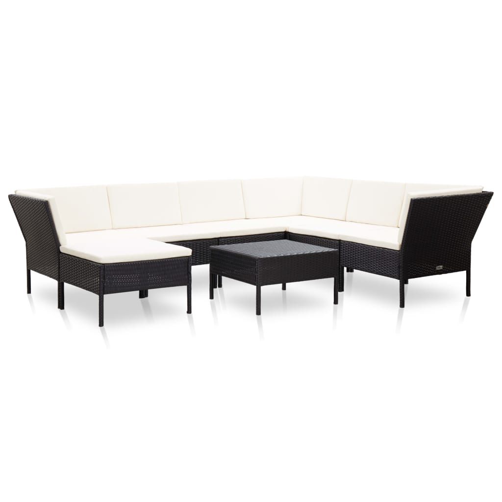 8-delige Loungeset met kussens poly rattan