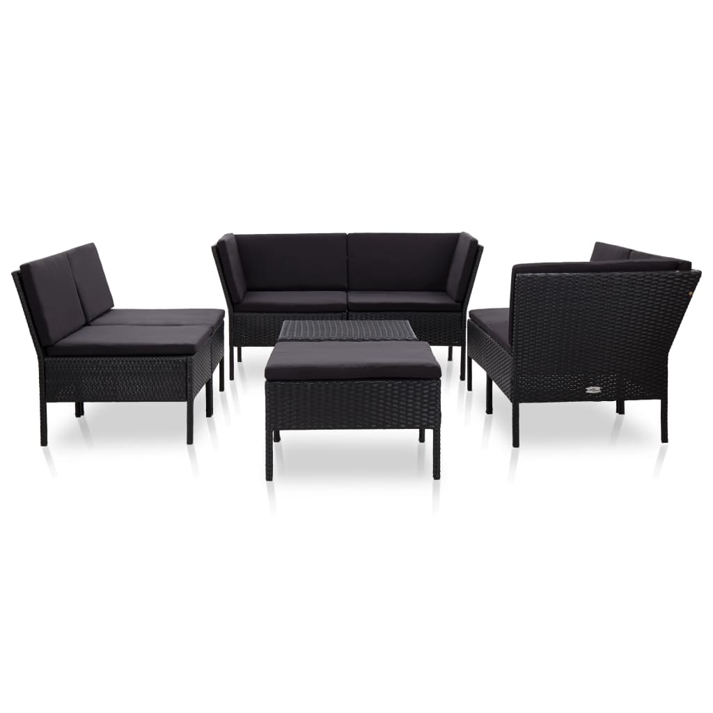 8-delige Loungeset met kussens poly rattan