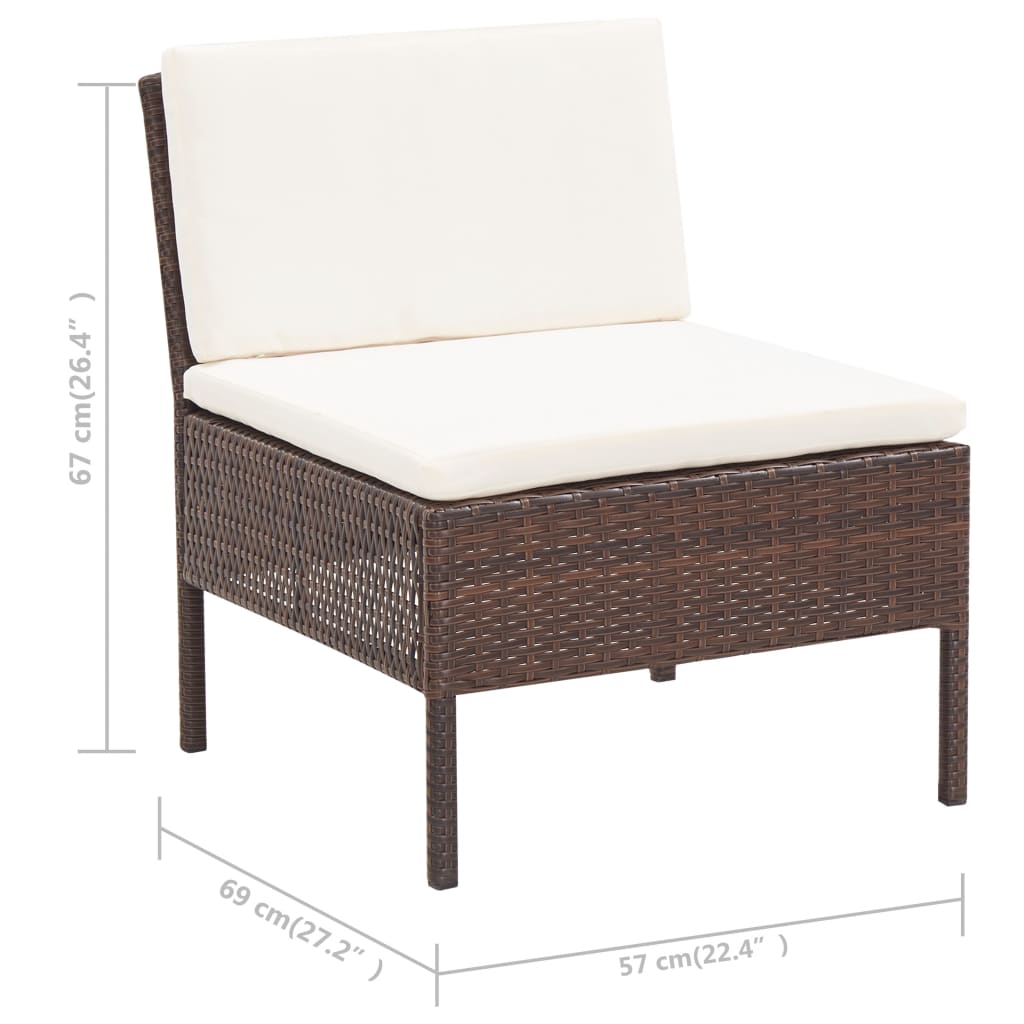 3-delige Loungeset met kussens poly rattan