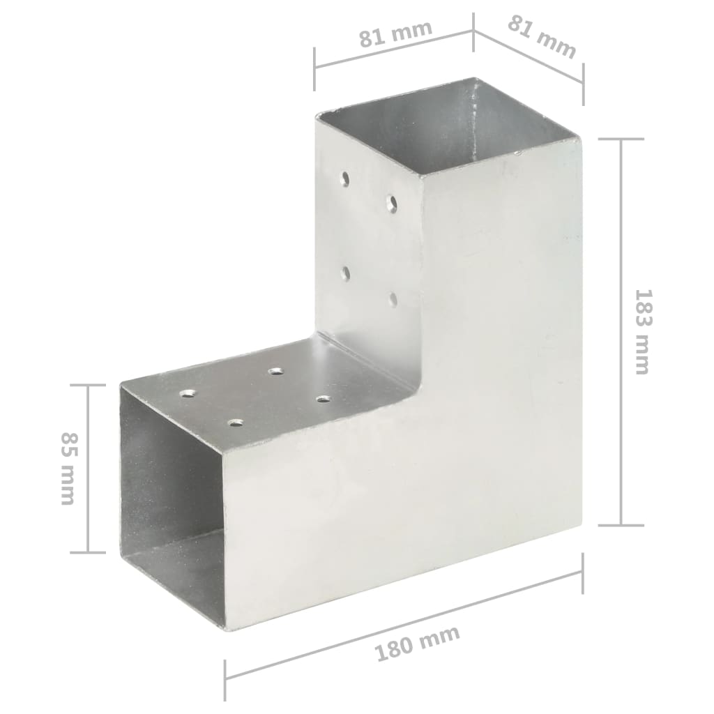 Paalverbindingen 4 st T-vorm 71x71 mm gegalvaniseerd metaal