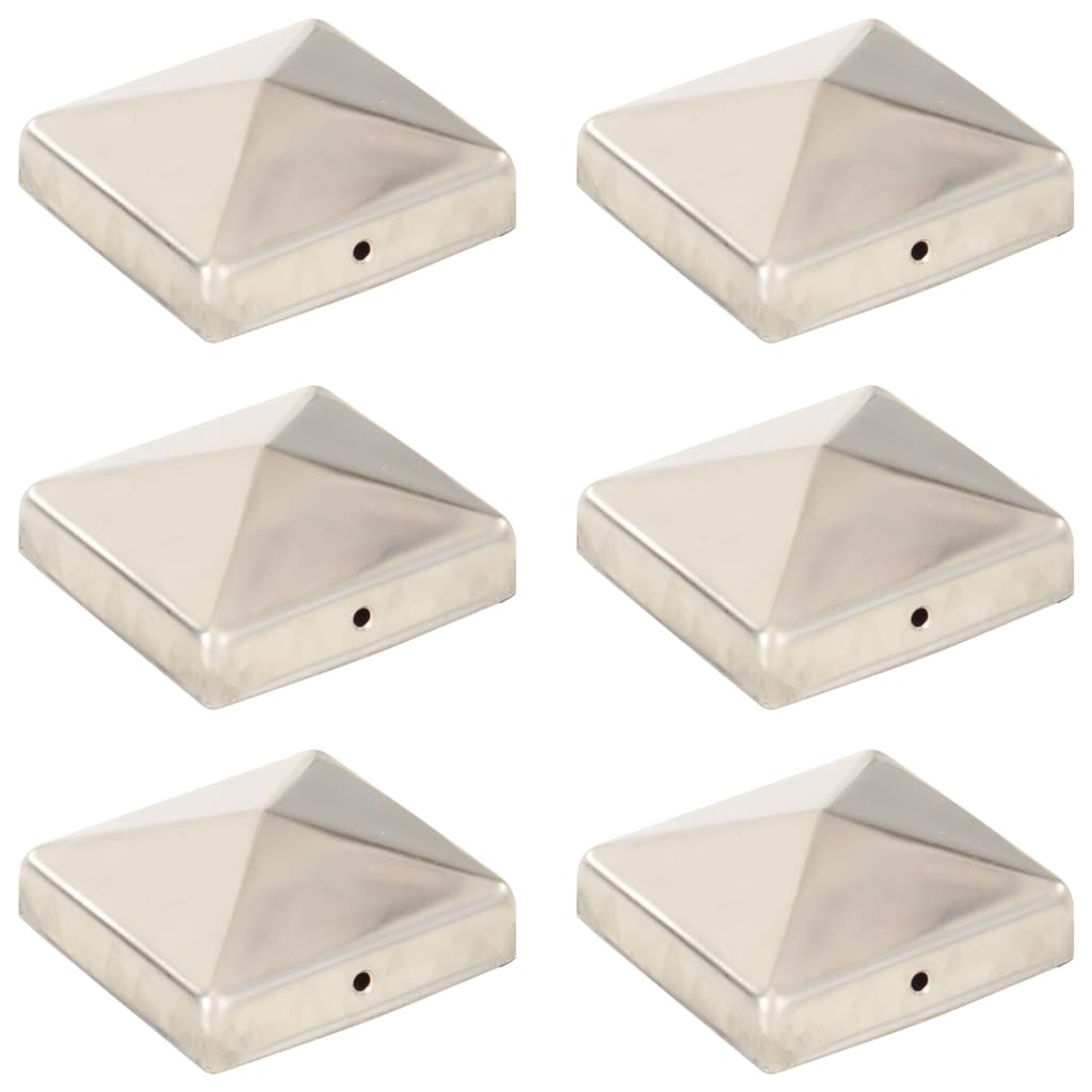 Capuchons de poteaux 6 pcs pyramide 81x81 mm acier inoxydable