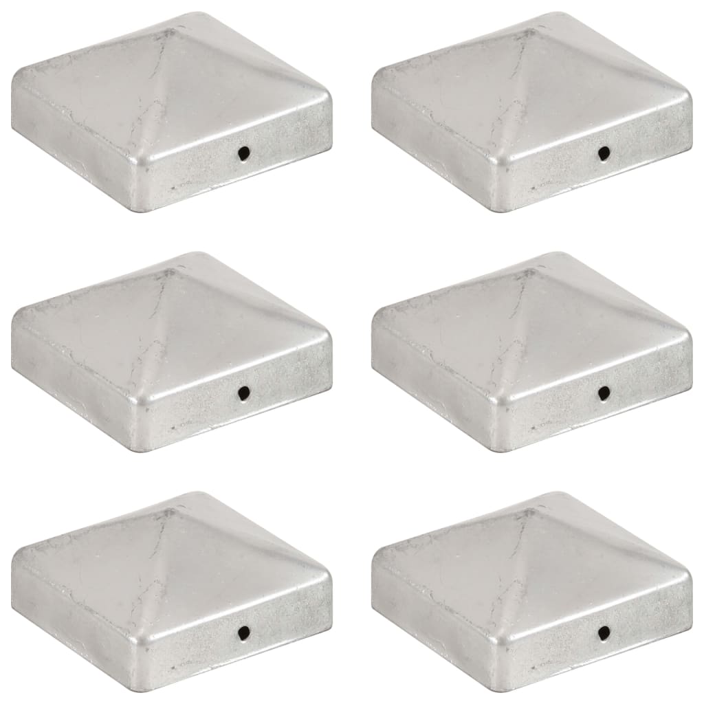 Capuchons de poteaux 6 pcs pyramide 101x101 mm acier inoxydable