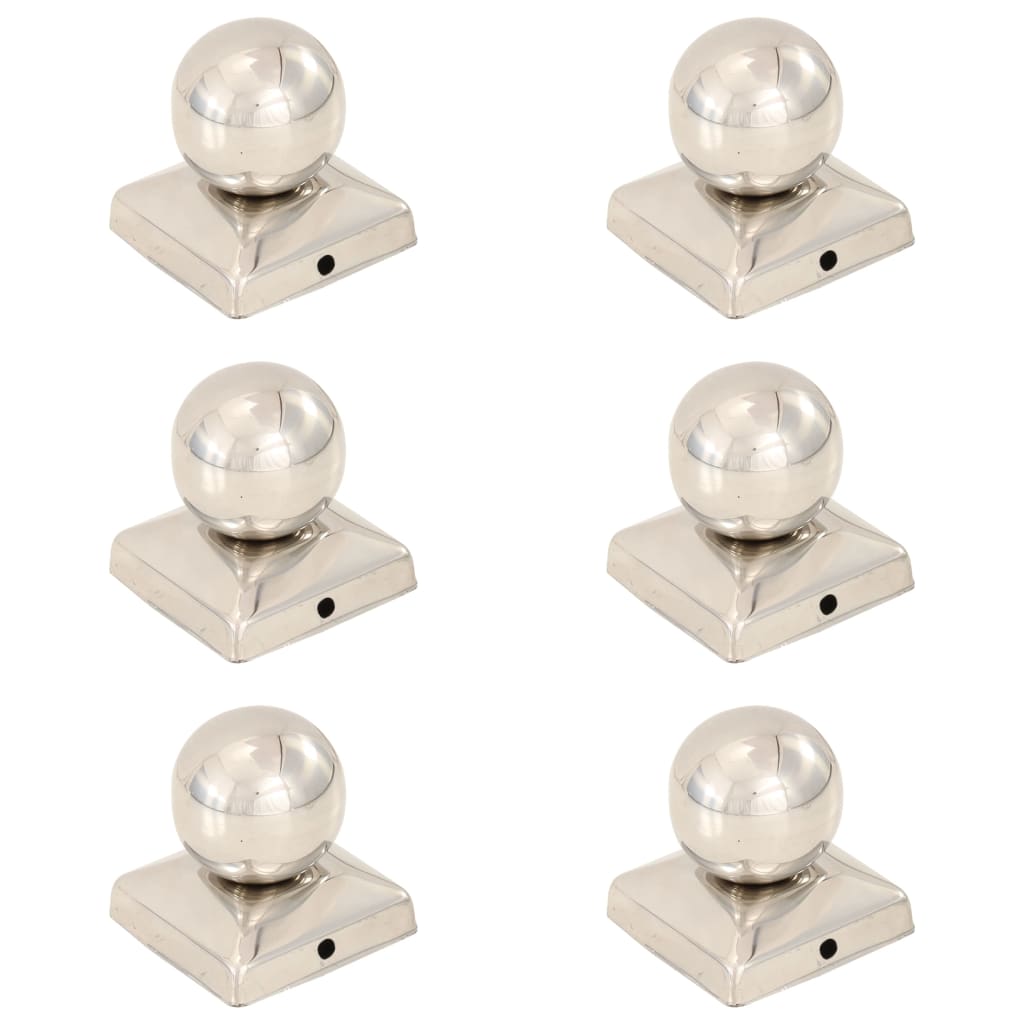 Capuchons de poteaux 6 pcs boule 91x91 mm métal galvanisé